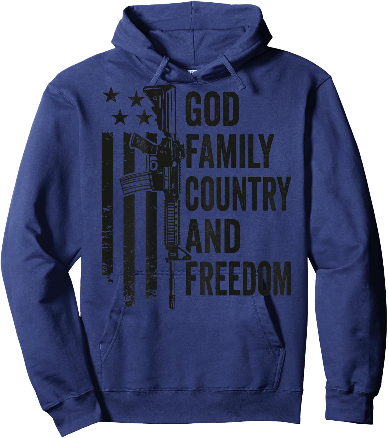 God Family Country Freedom - Pro Guns 2nd Amendment (BACK) Hoodie - Hoodie | Navy