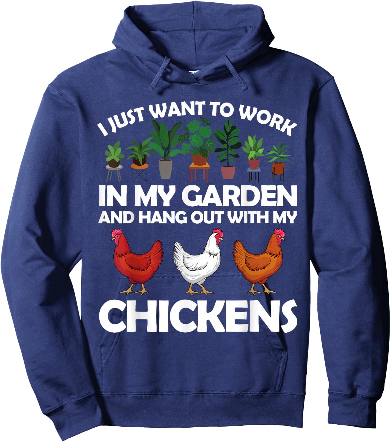 Funny Chicken Art Women Gardening Chicken Lover Hoodie - Hoodie | Navy