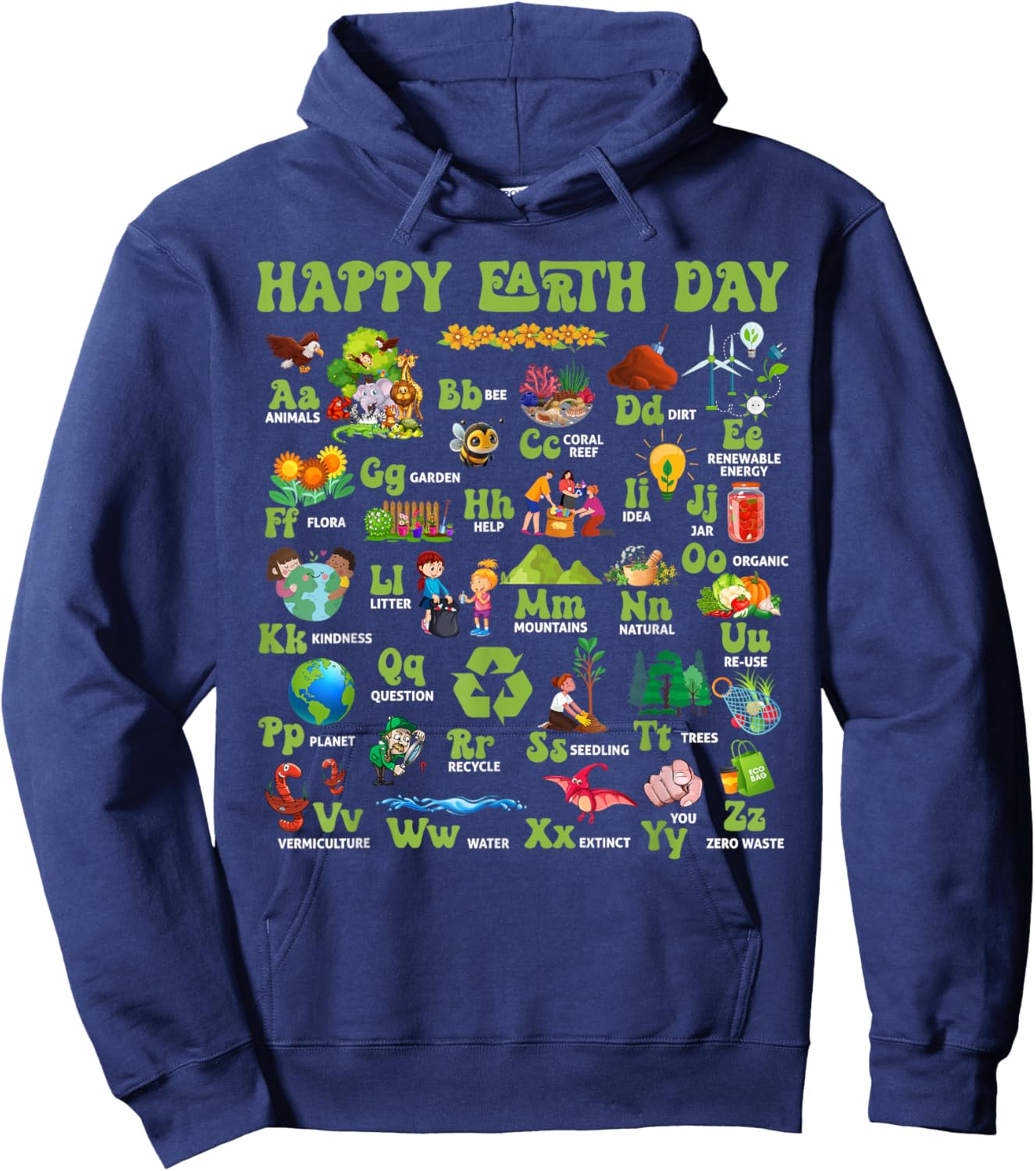 ABCs Of Earth Day Teacher Save Our Planet Nature Environment Hoodie - Hoodie | Navy