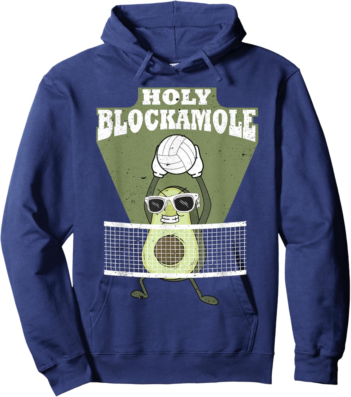 Holy Blockamole Volleyball Avocado Men Women Funny Hoodie - Hoodie | Navy