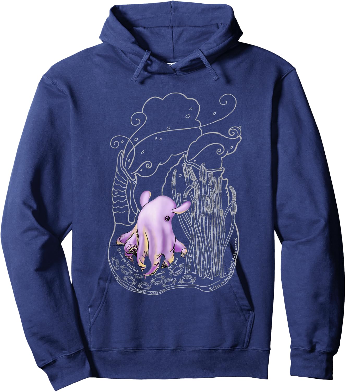 Ghostly Dumbo Octopus Hoodie - Hoodie | Navy