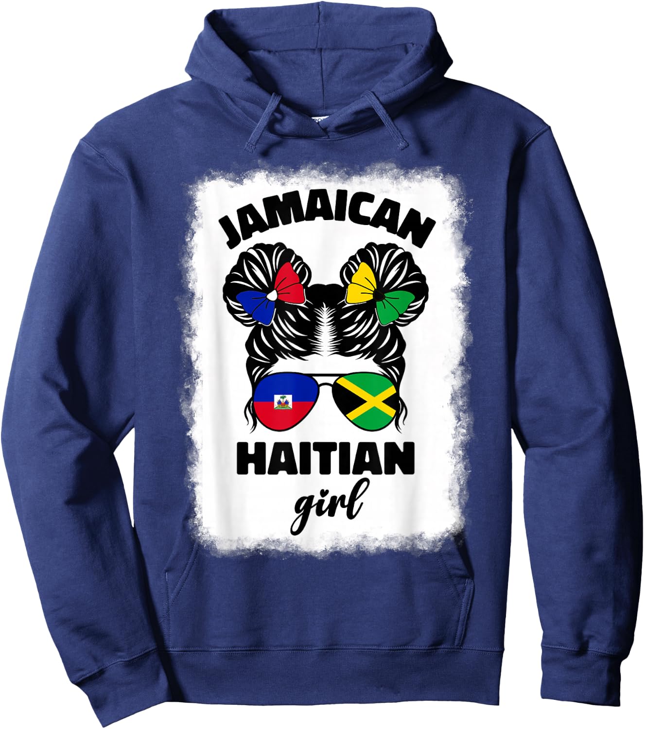 Half Jamaican Haitian Jamaica Flag Haiti Ayiti Kids Girls Hoodie - Hoodie | Navy