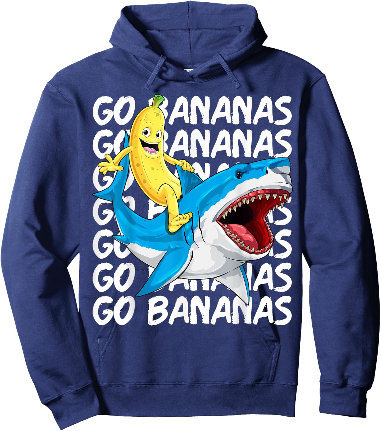 Banana Shirt Banana Shark Fruitful Sea Predator Funny Hoodie - Hoodie | Navy