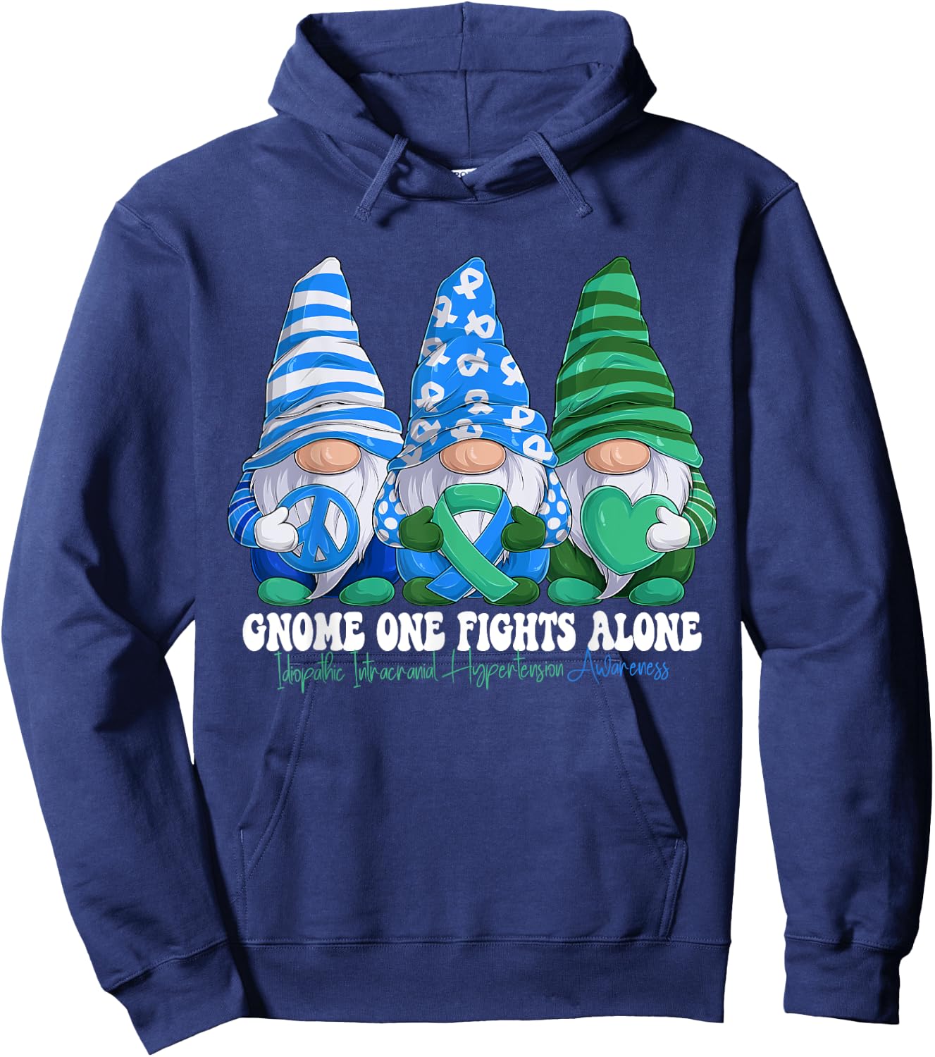 Funny Gnomies Idiopathic Intracranial Hypertension Awareness Hoodie - Hoodie | Navy