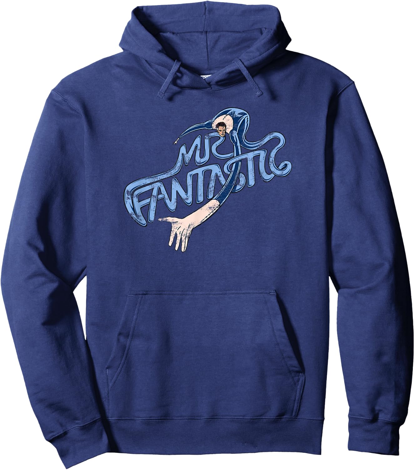 Marvel Fantastic Four Mr. Fantastic Stretchy Text Retro Logo Hoodie - Hoodie | Navy