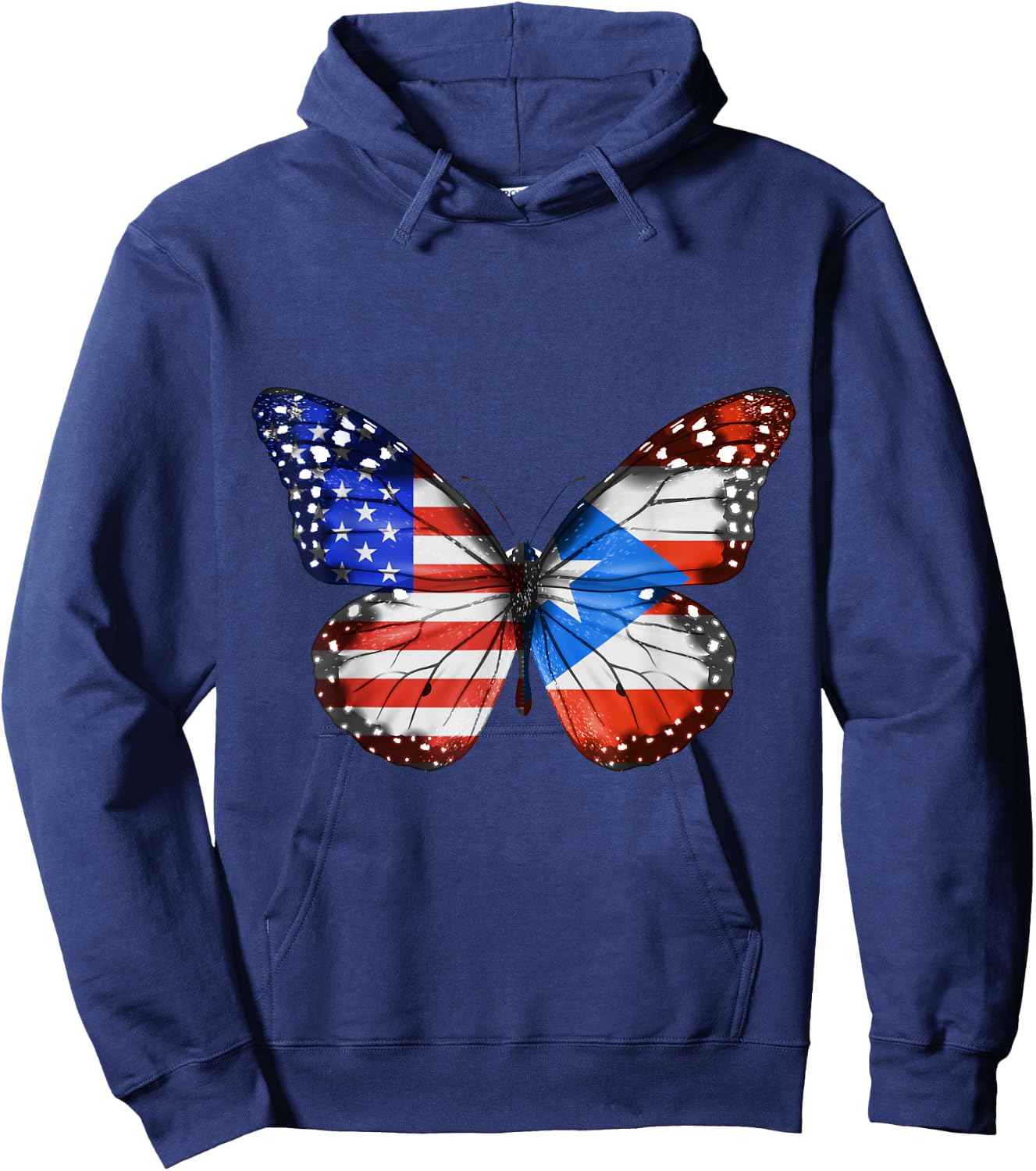 American Puerto Rican Flag Butterfly Hoodie - Hoodie | Navy