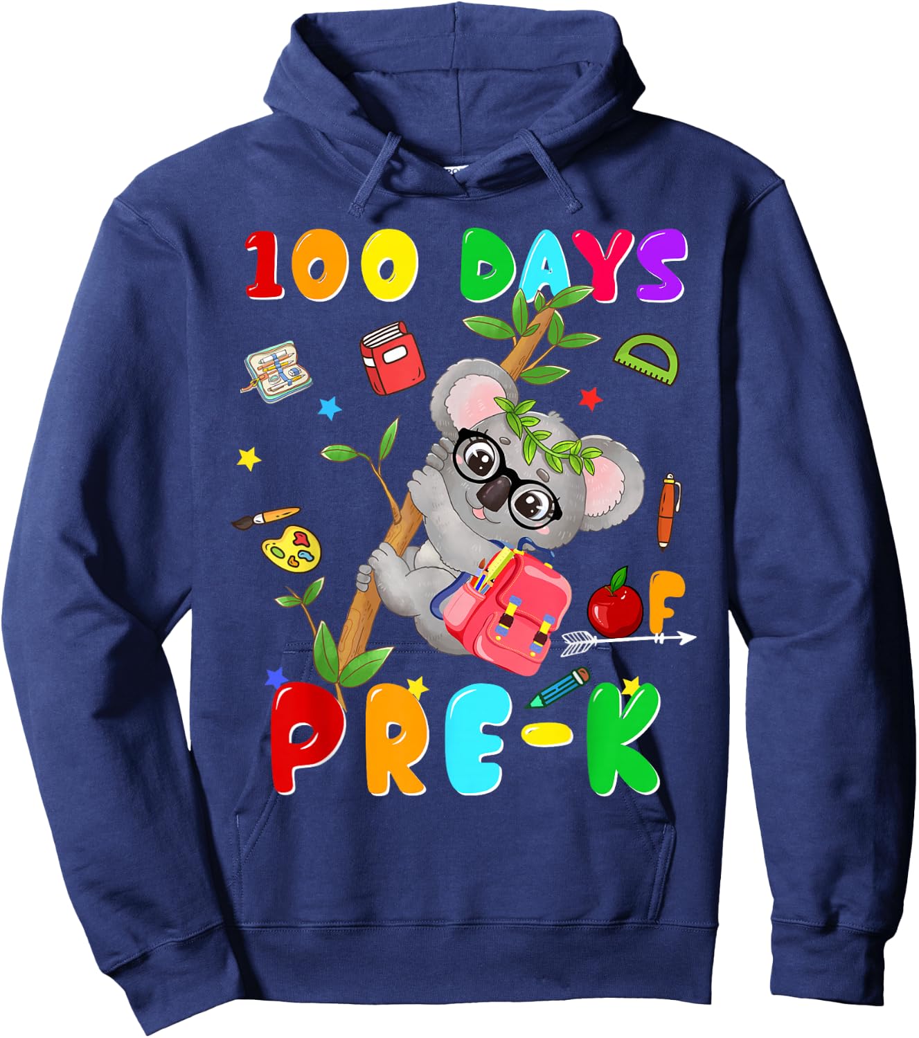 100th Day of School Pre-k Koala Happy 100 Days Of School Hoodie - Hoodie | Navy