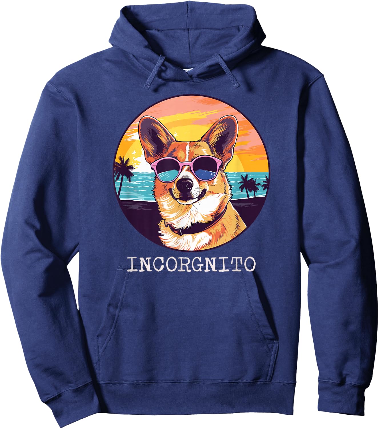 PABLO'S PAW PRINTS Incorgnito Funny Welsh Corgi -Adults Kids Hoodie - Hoodie | Navy