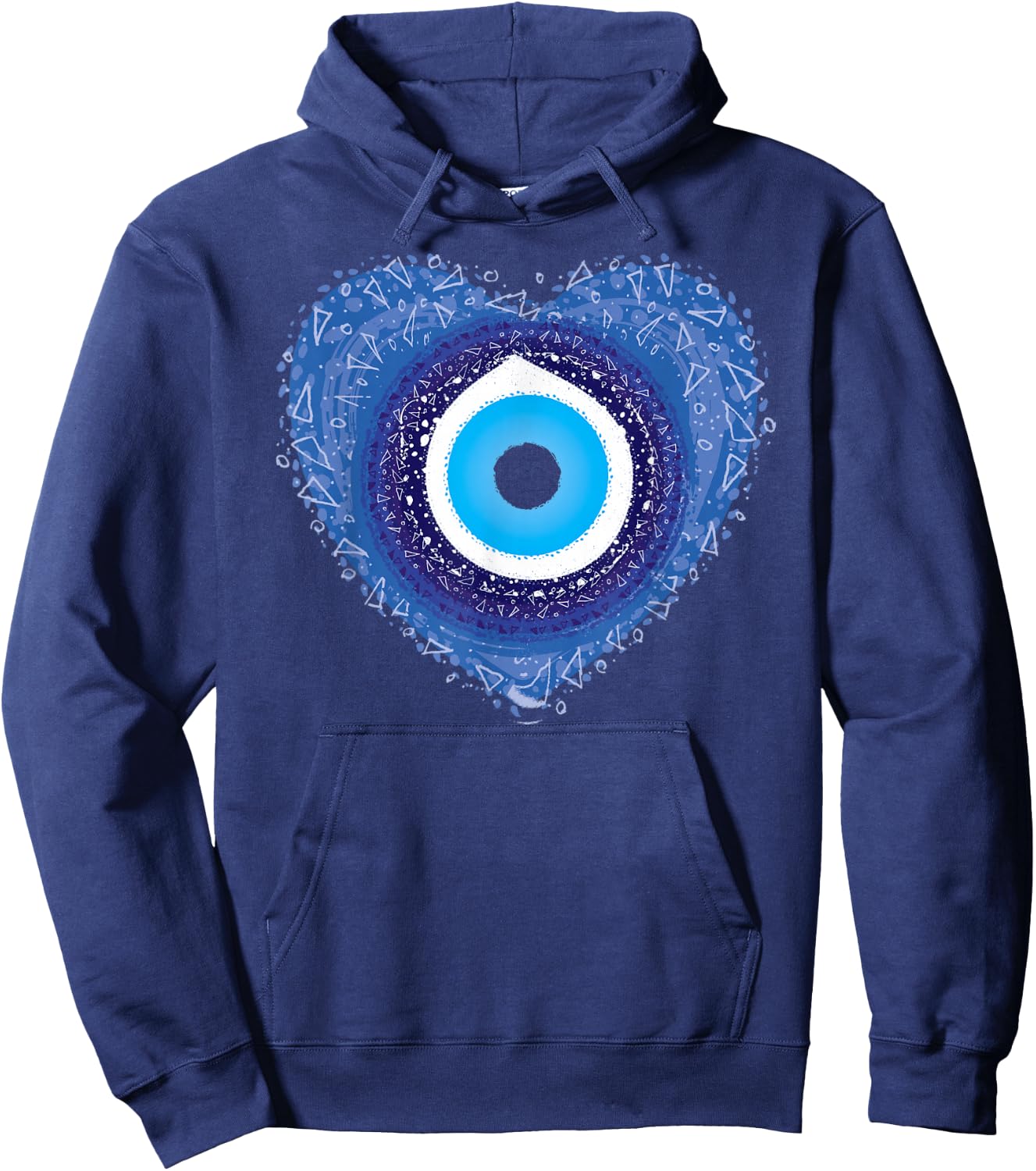 Evil Eye Protect Against Evil Blue Heart Greek Eye Hoodie - Hoodie | Navy