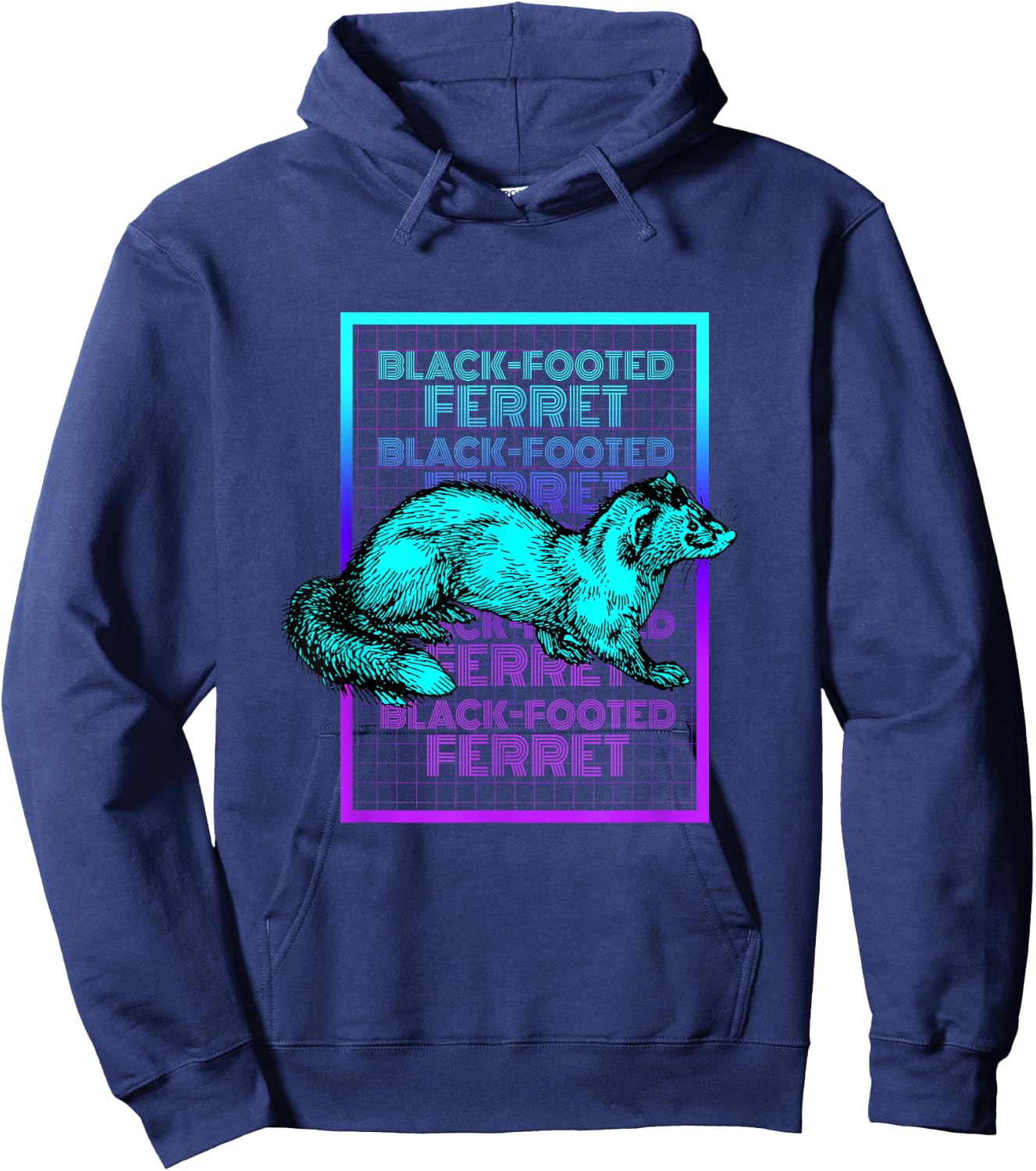 Black Footed Ferret Animal Vintage Retro Black Footed Ferret Hoodie - Hoodie | Navy