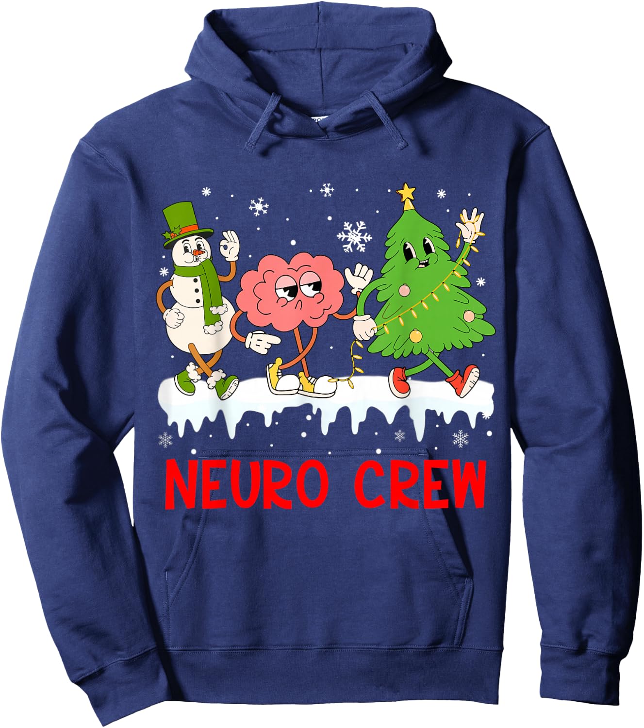 Neuro Crew Funny Christmas Neuro Nurse Brain Neurology Tech Hoodie - Hoodie | Navy