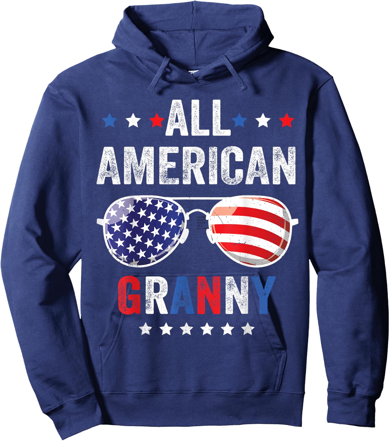 All American Granny USA Flag 4th of July Sunglasses Family Hoodie - Hoodie | Navy