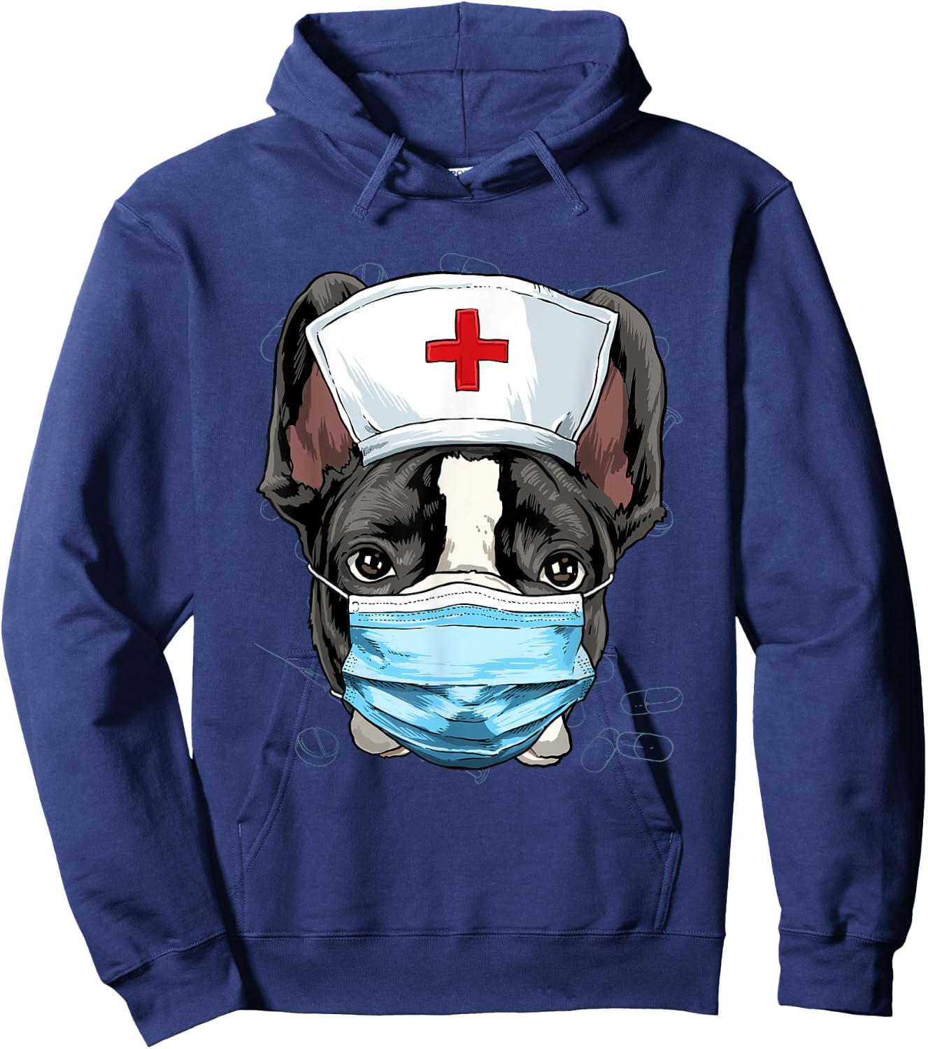 Hospital French Bulldog ER Nurse RN LPN Nurse Life Dog Lover Hoodie - Hoodie | Navy