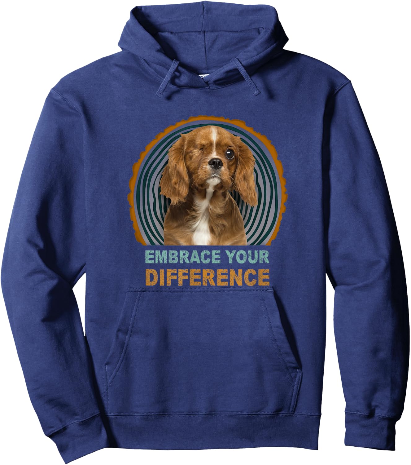 One Eyed Cavalier King Charles Dog Women Kids Hoodie - Hoodie | Navy