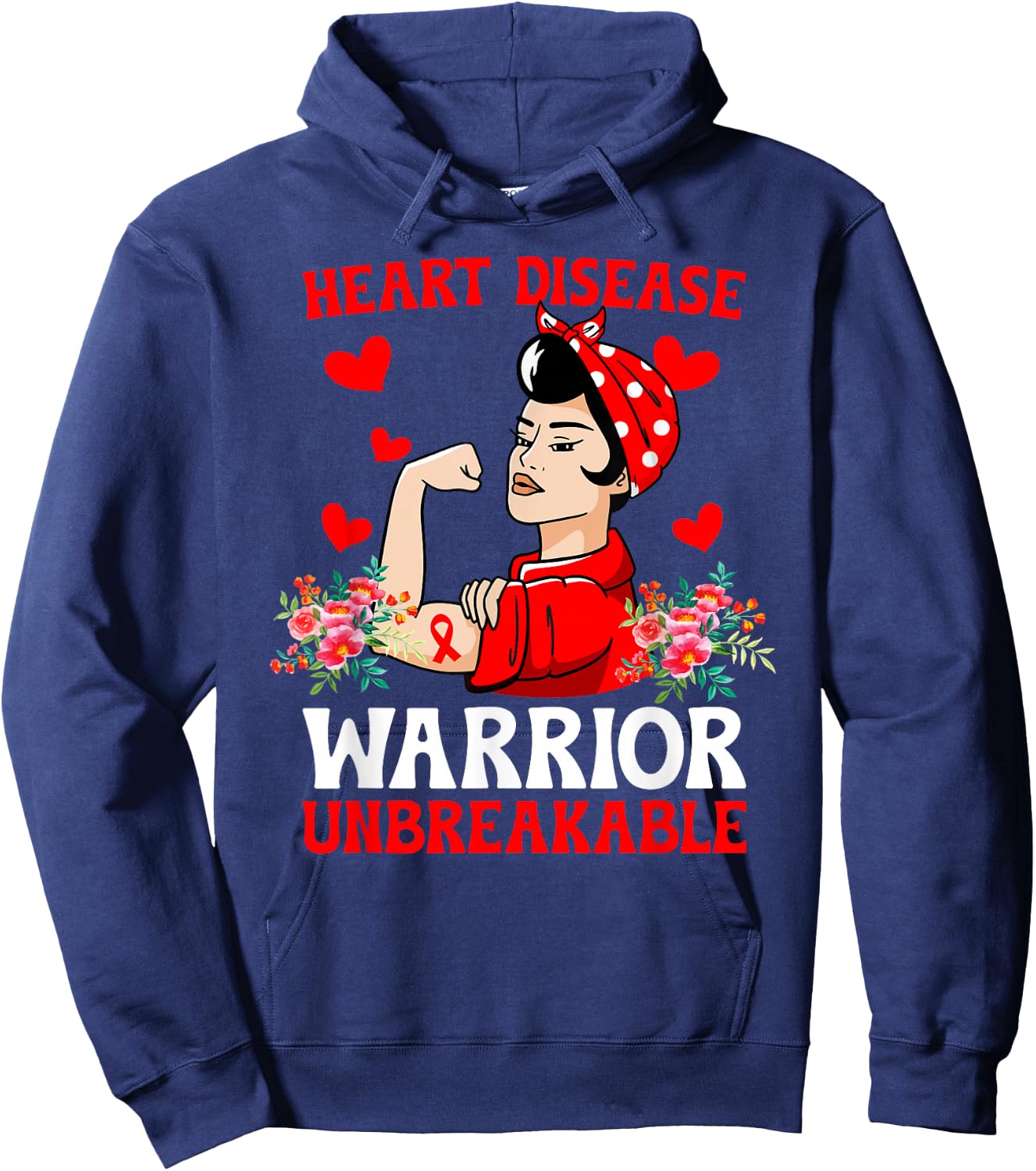 Heart Disease Warrior Unbreakable Heart Disease Awareness Hoodie - Hoodie | Navy