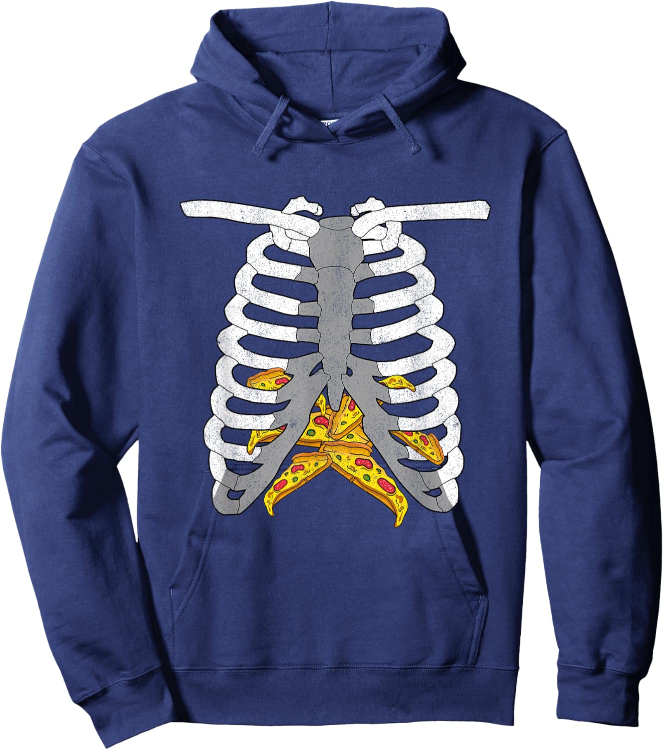 Halloween Day Cool Italian Food Pizza Dough Skeleton Pizza Hoodie - Hoodie | Navy