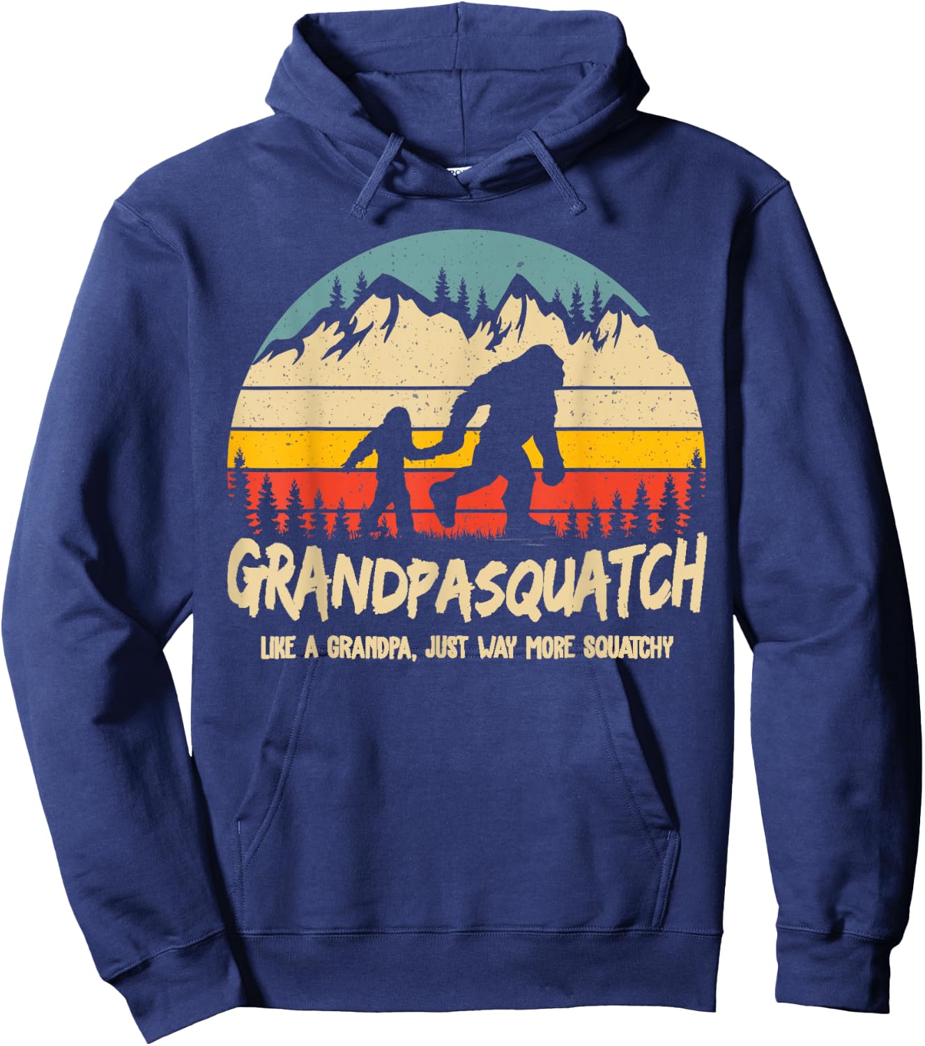 Grandpa Squatch Funny Bigfoot Sasquatch Fathers Day Gift Hoodie - Hoodie | Navy