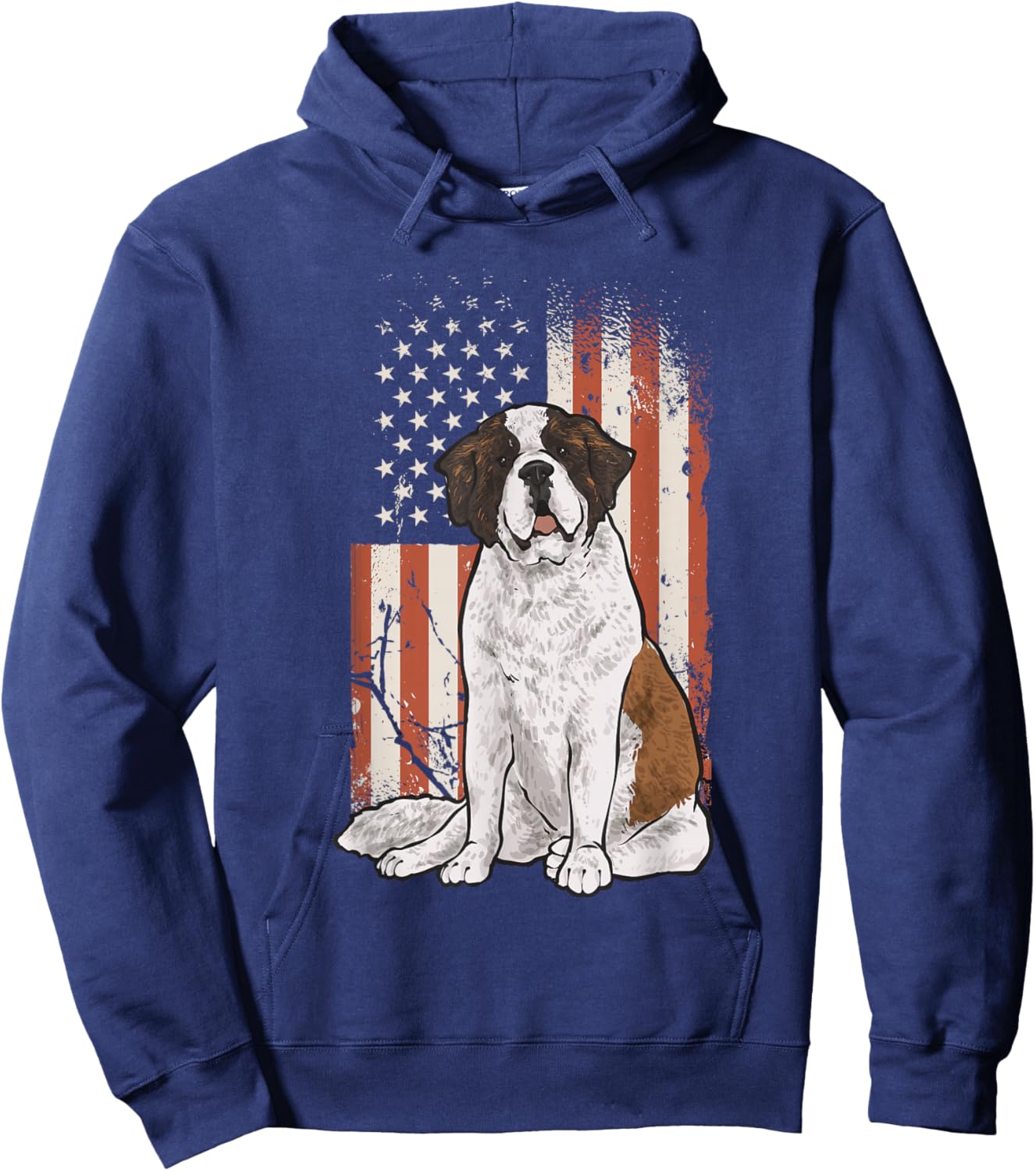 Saint Bernard Dog American Flag St. Bernard Hoodie - Hoodie | Navy