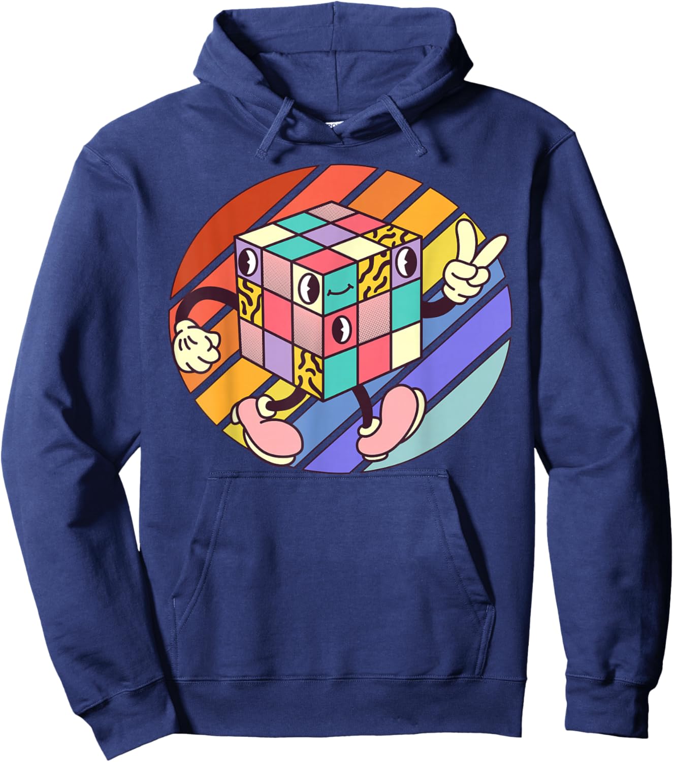 Rubik's Cube Comic Design Hoodie - Hoodie | Navy