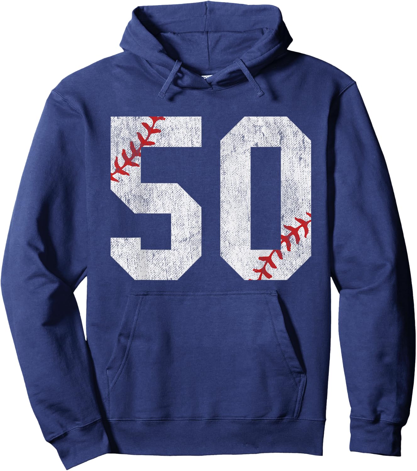 Number #50 Vintage 50th Birthday Baseball Lover 50 Years Old Hoodie - Hoodie | Navy