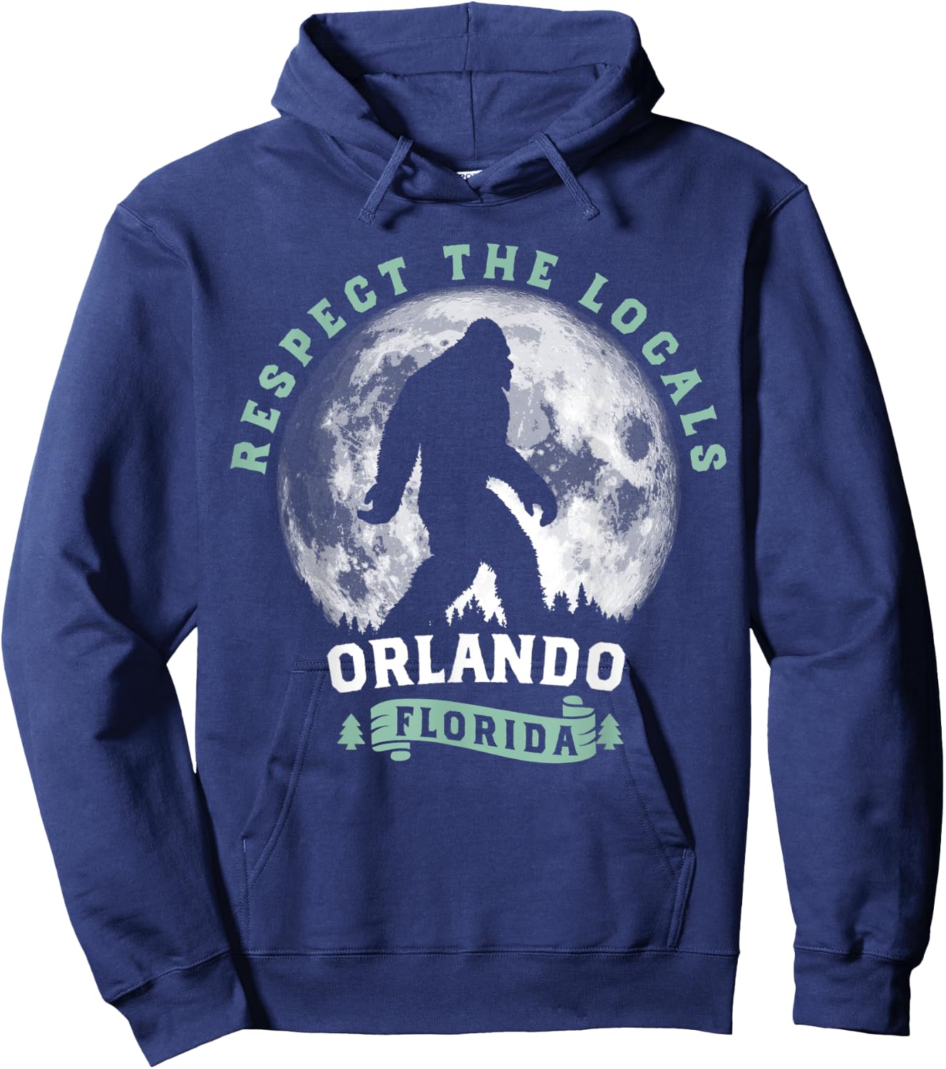 Orlando Florida Respect the Locals Bigfoot Swamp Ape Hoodie - Hoodie | Navy