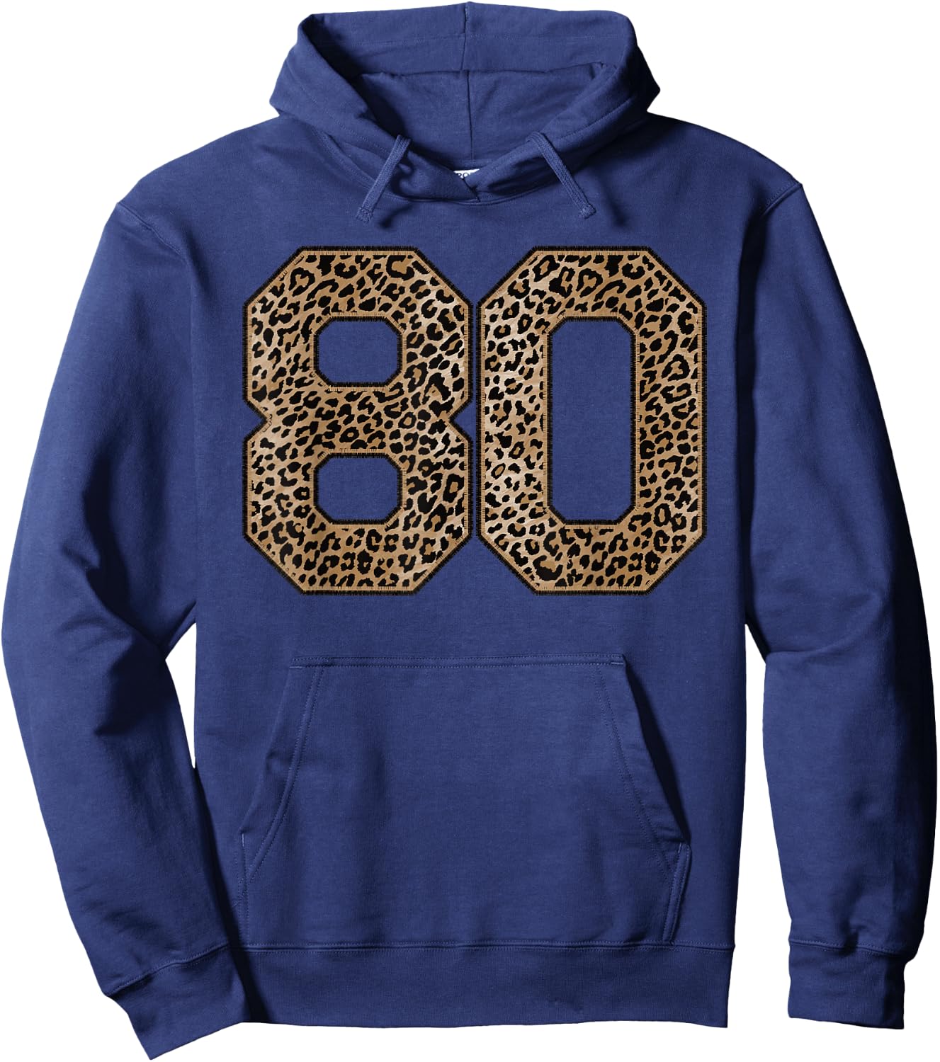 Leopard Number 80 Athlete Sports Jersey Supporter Fanwear Hoodie - Hoodie | Navy