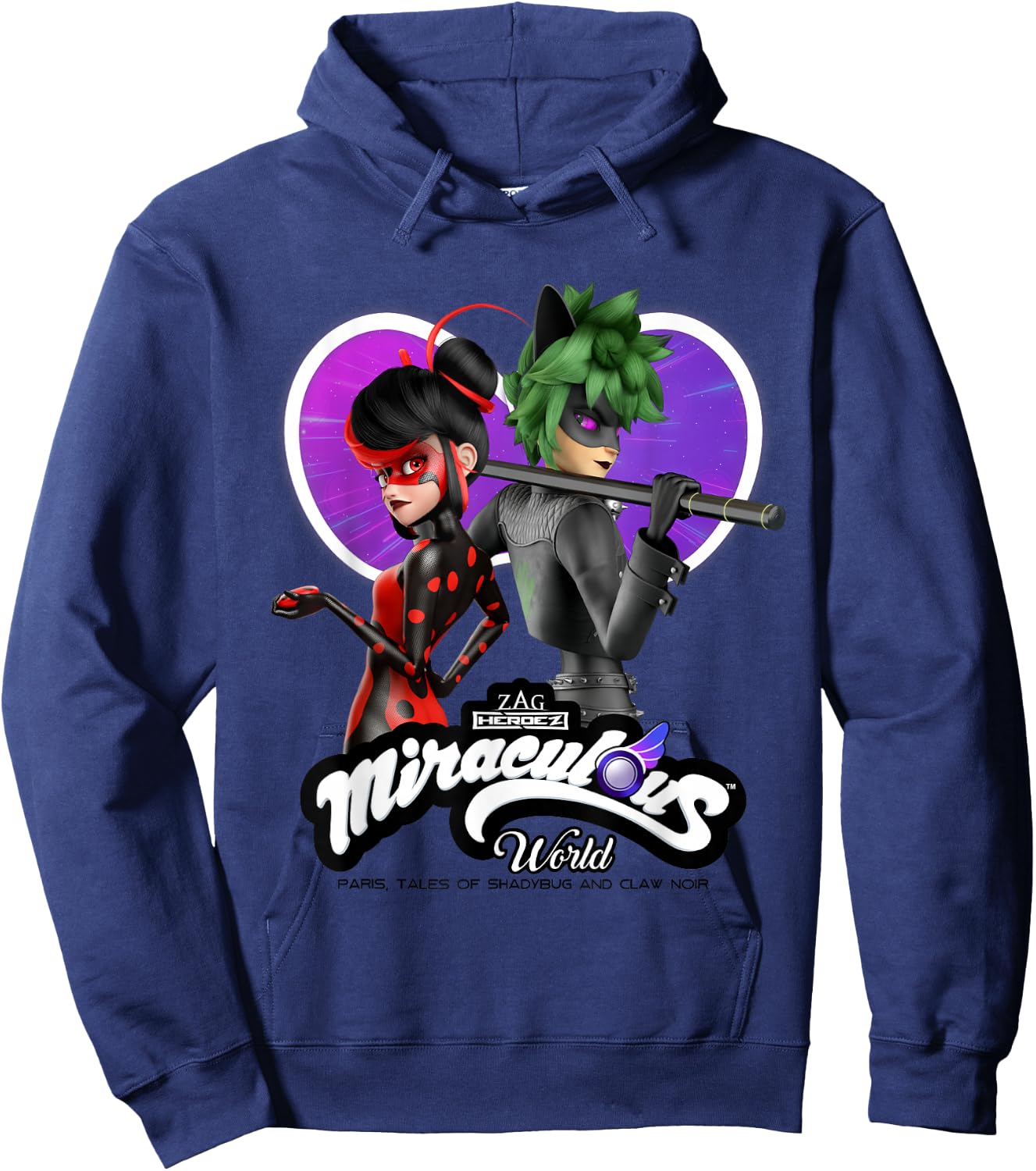 Miraculous Ladybug Cat Noir Tales of Shadybug and Claw Noir Hoodie - Hoodie | Navy