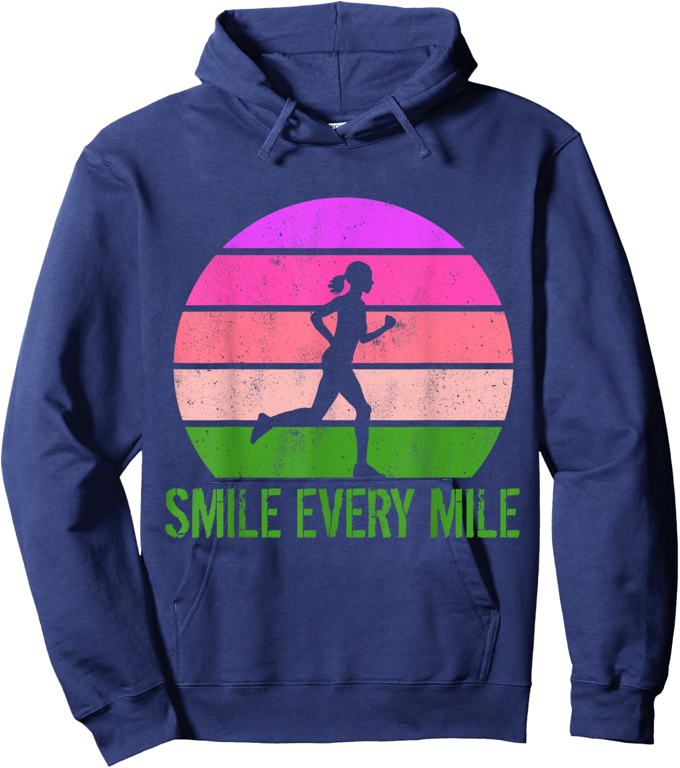 Women Running Marathon Funny Runner Smile Every Mile Hoodie - Hoodie | Navy