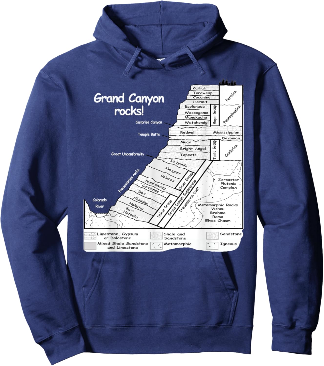 Grand Canyon Rocks! Geology of Grand Canyon. Hoodie - Hoodie | Navy