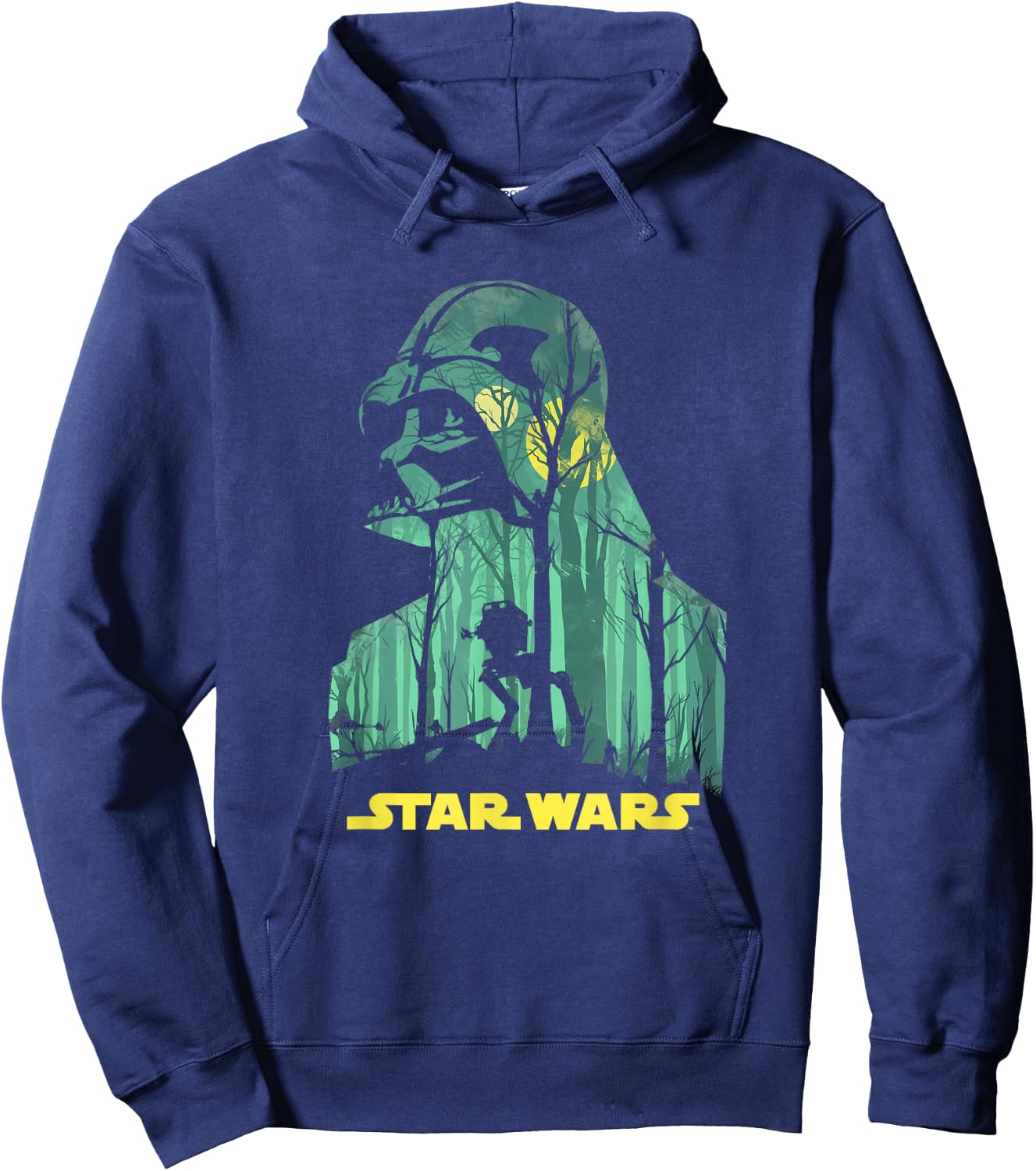 Star Wars Darth Vader Silhouette Endor Forest AT-ST Walker Hoodie - Hoodie | Navy