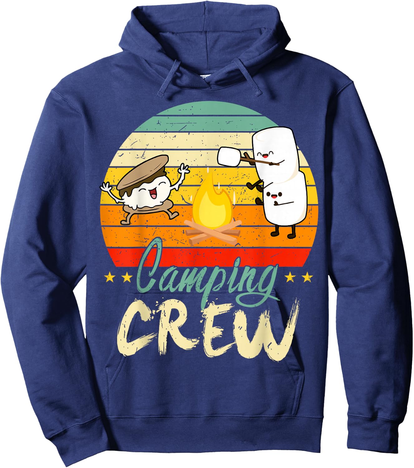 Kid Camping Crew Toddler Boy Women Family Funny Happy Camper Hoodie - Hoodie | Navy
