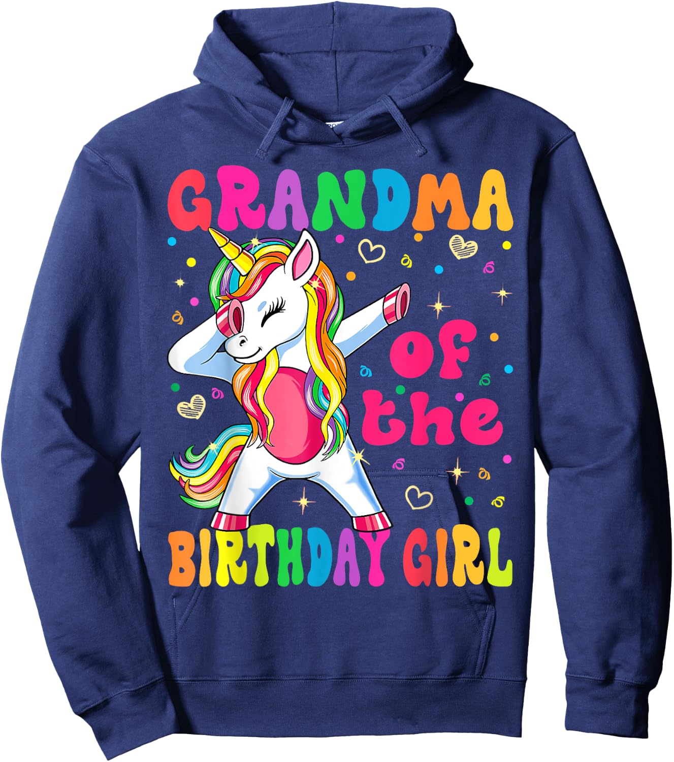 Grandma of the Birthday Princess Girl Dabbing Unicorn Hoodie - Hoodie | Navy