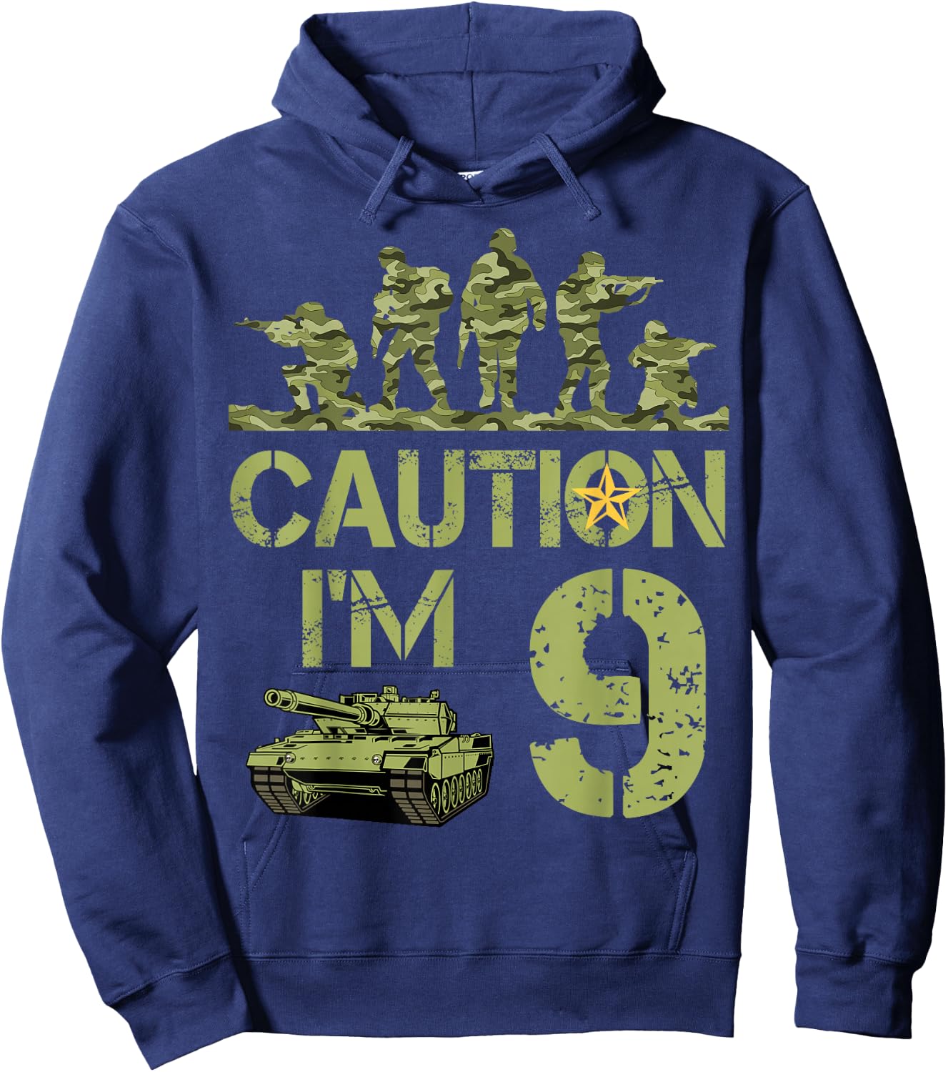 9th Birthday Military I'm 9 Year Old Soldier Camo 9 Birthday Hoodie - Hoodie | Navy