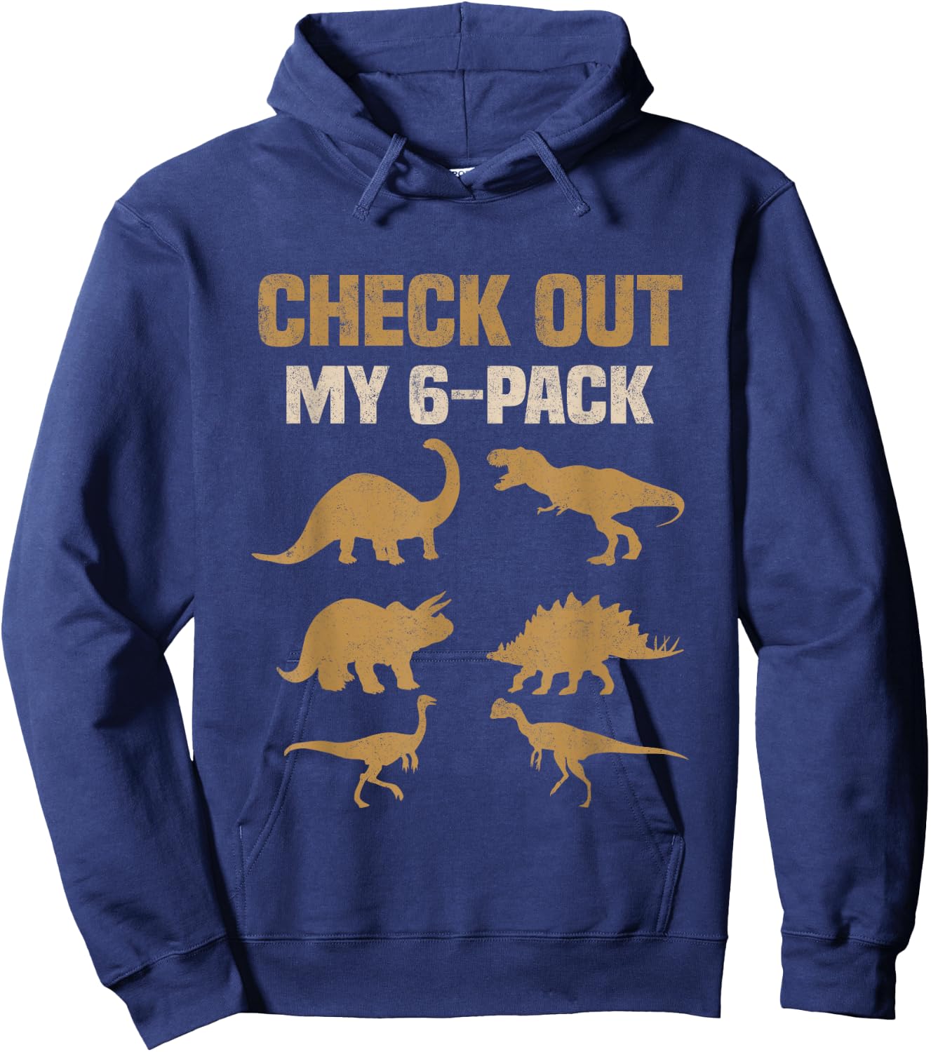 Check Out My Six Pack Funny Gym Dinosaur Costume Vintage Hoodie - Hoodie | Navy