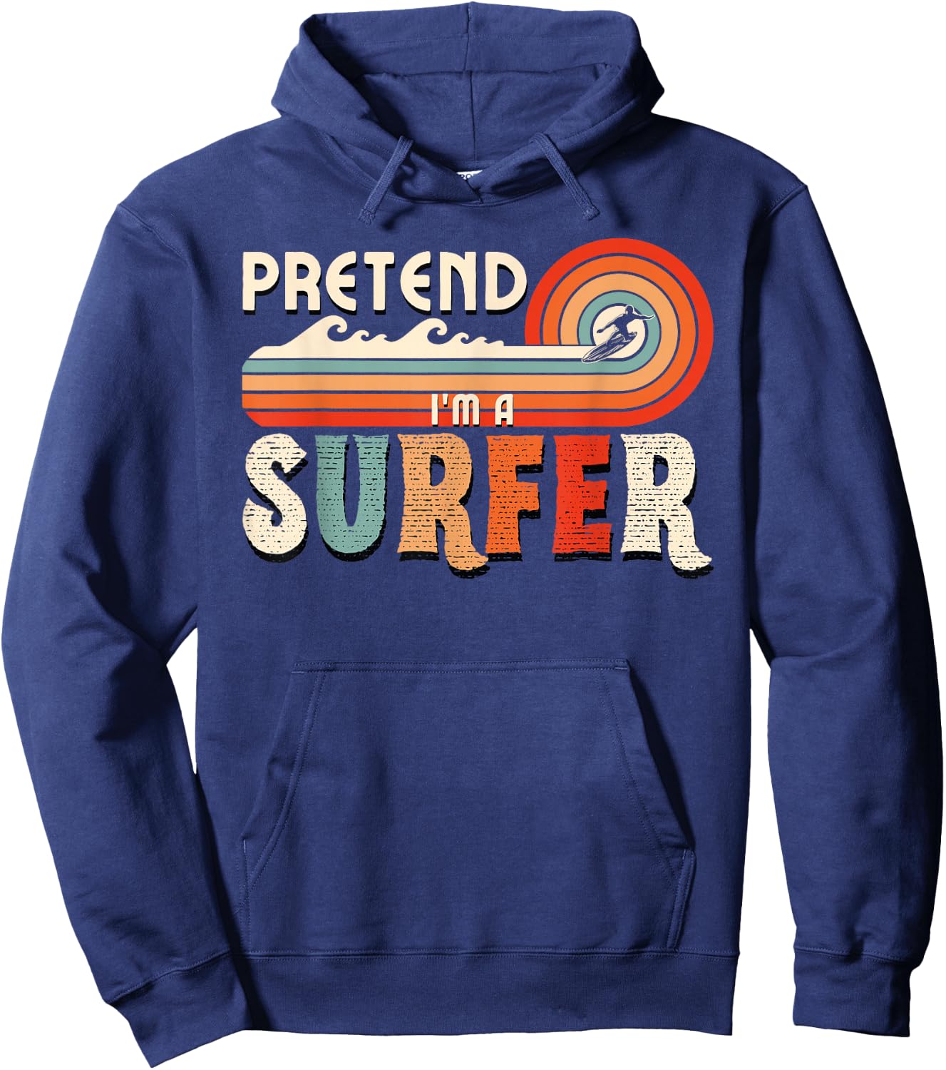 Pretend I'm A Surfer Retro Family Matching Halloween Costume Hoodie - Hoodie | Navy