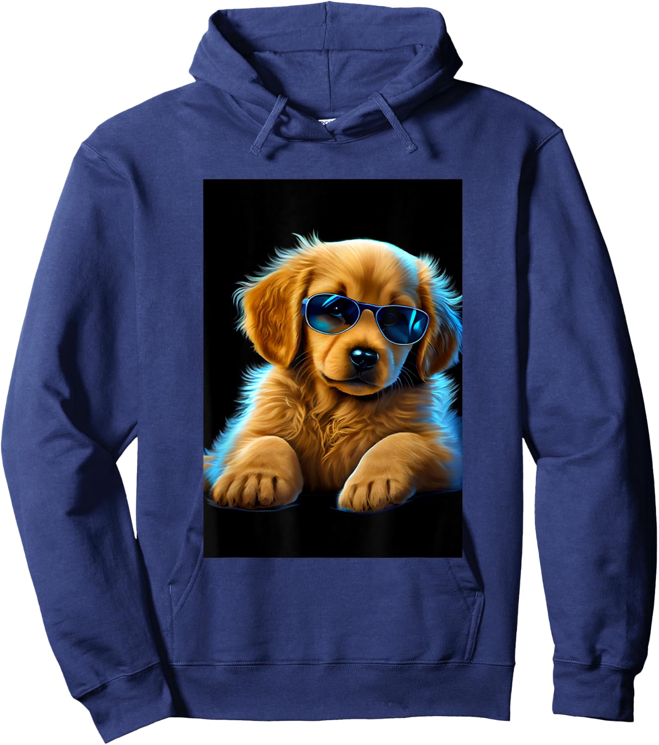 Cute Adorable Golden Retriever Puppy Sunglasses Digital Art Hoodie - Hoodie | Navy