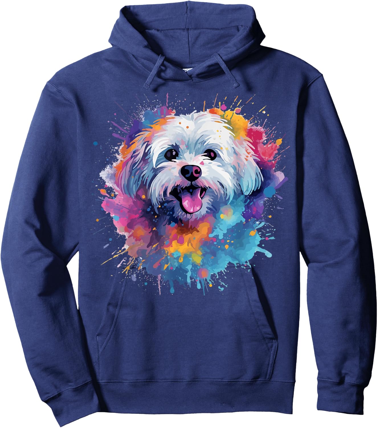 Colorful Maltese Splash Art Dog Men Women Kids Hoodie - Hoodie | Navy