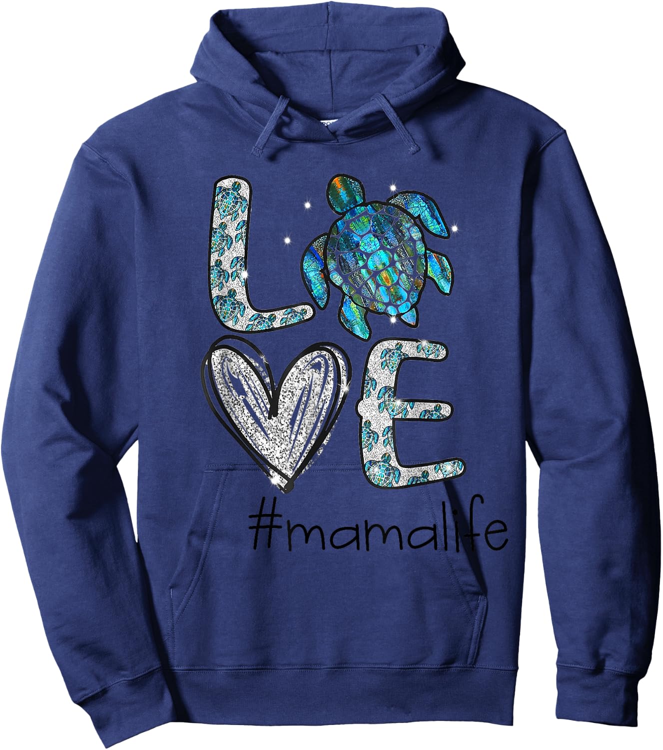 Mom Turtle - Love Mama Life Sea Turtle Hoodie - Hoodie | Navy