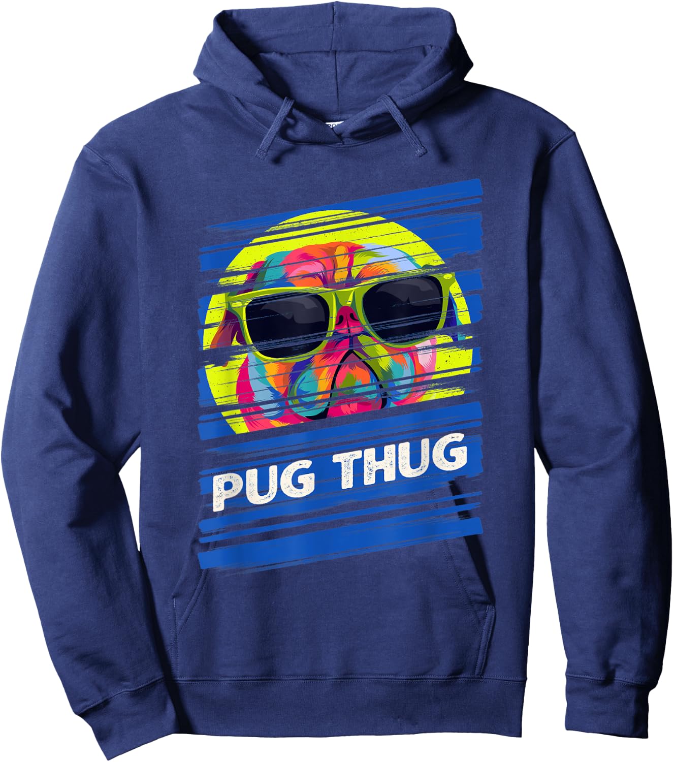 Pug Thug Dutch Bulldog Animal Pun Pug Owner Animal Meme Women Hoodie - Hoodie | Navy