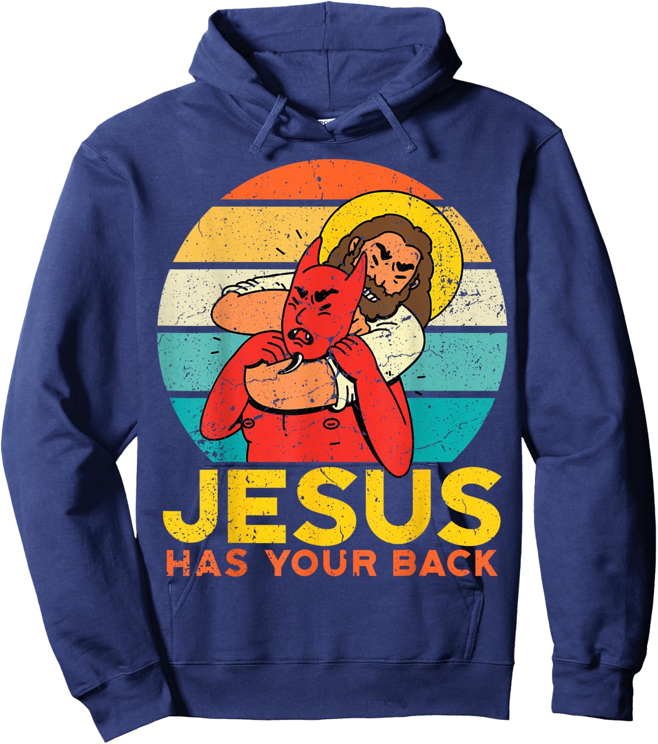 Jesus Has Your Back Jiu Jitsu Chokehold Funny Meme Hoodie - Hoodie | Navy