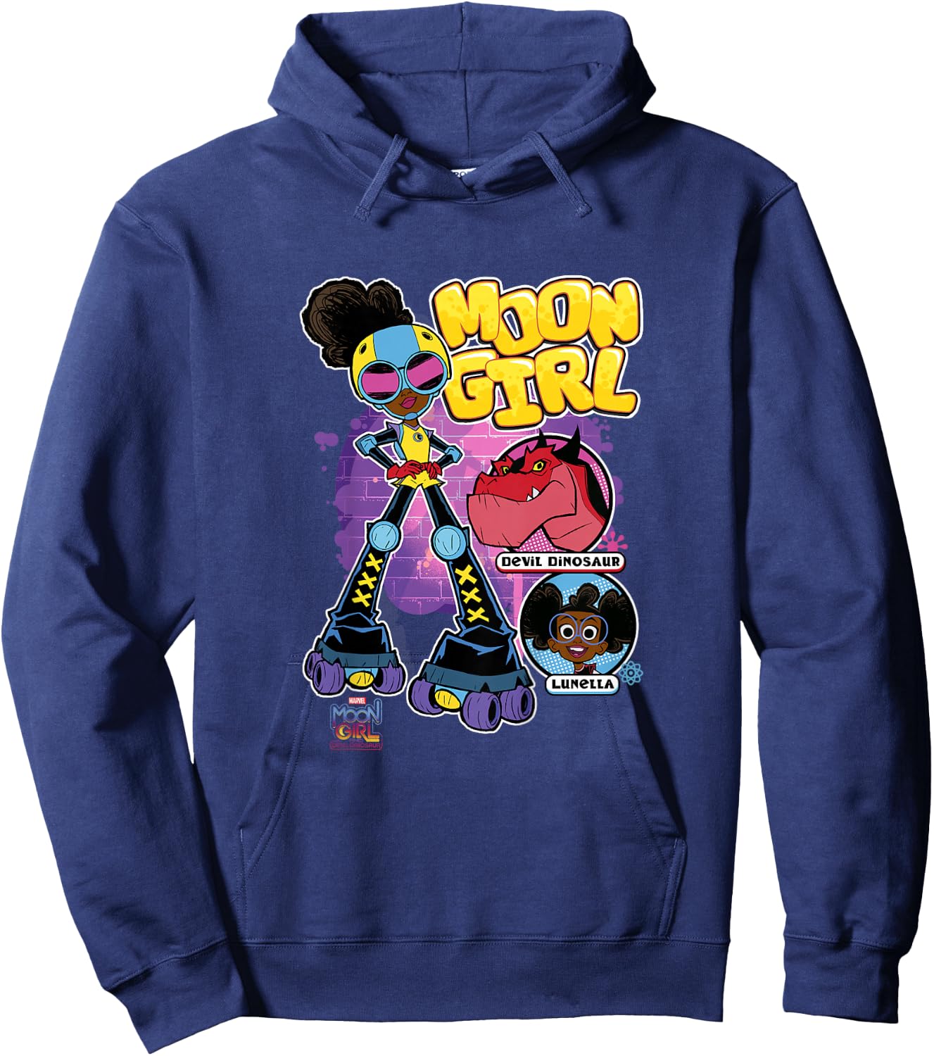 Kids Marvel Moon Girl And Devil Dinosaur Roller Skate Super Hero Hoodie - Hoodie | Navy