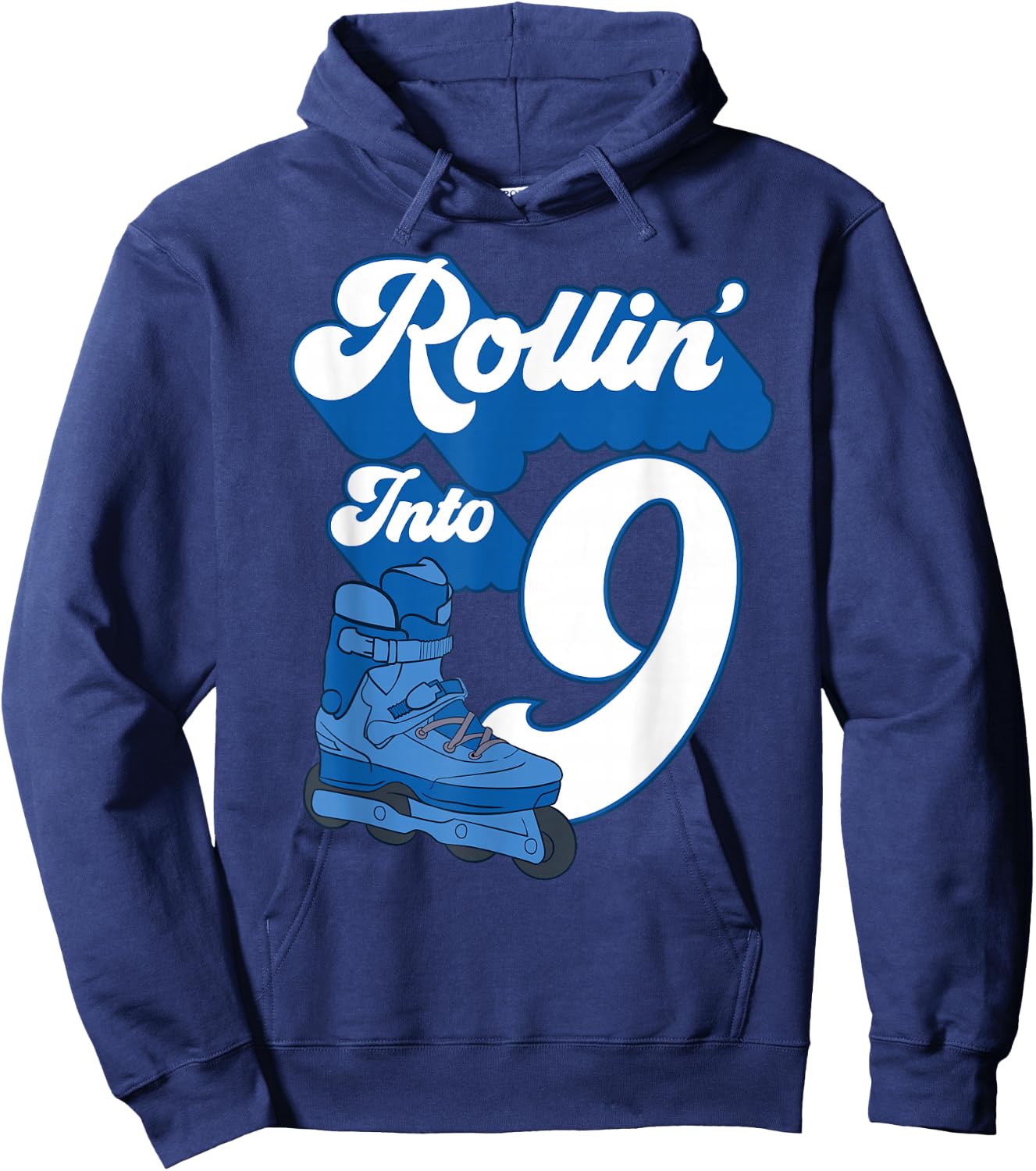 Rollin' Into 9 Roller Skating Birthday 12th Boy Kids Skate Hoodie - Hoodie | Navy