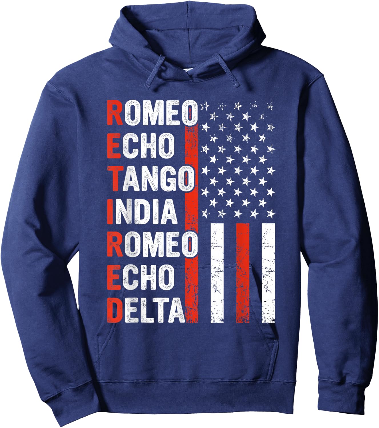 Phonetic Alphabet Retired Veteran Retirement Army Military Hoodie - Hoodie | Navy