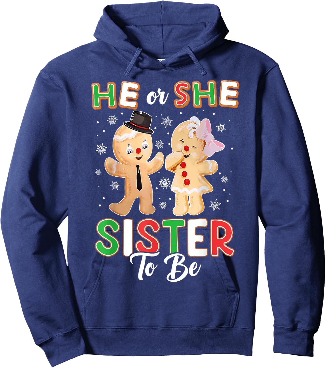 Gingerbread He or She Sister To Be Christmas Gender Reveal Hoodie - Hoodie | Navy