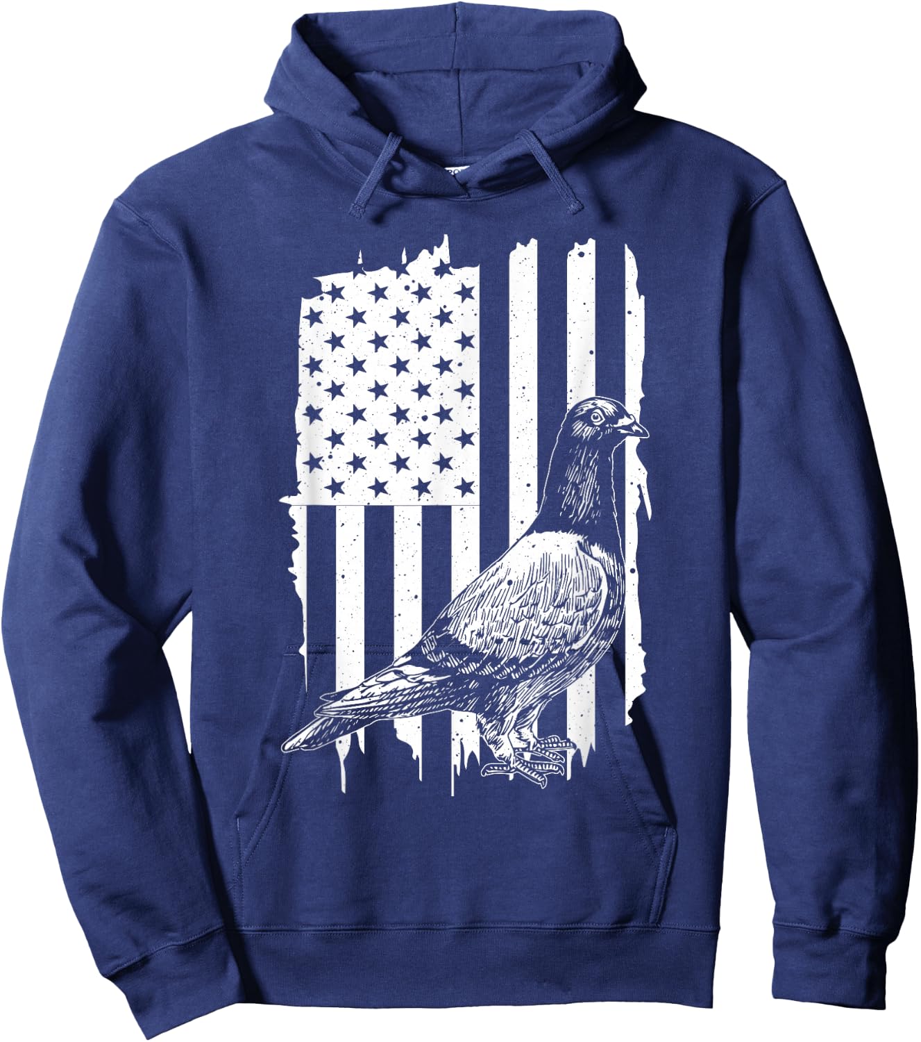 Cool Pigeon Design Men Women Patriotic US Flag Pigeon Lovers Hoodie - Hoodie | Navy
