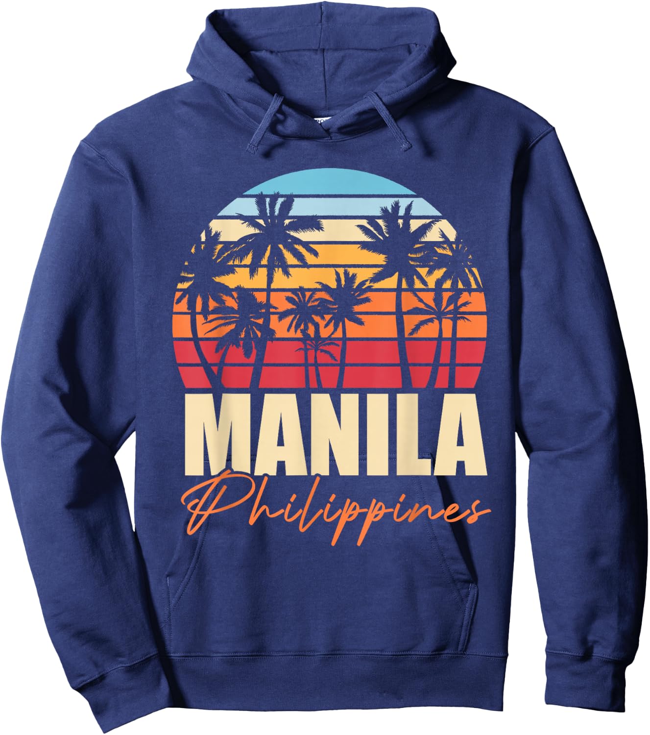 Palm Trees Filipino Pinoy Retro Tropical Manila Philippines Hoodie - Hoodie | Navy