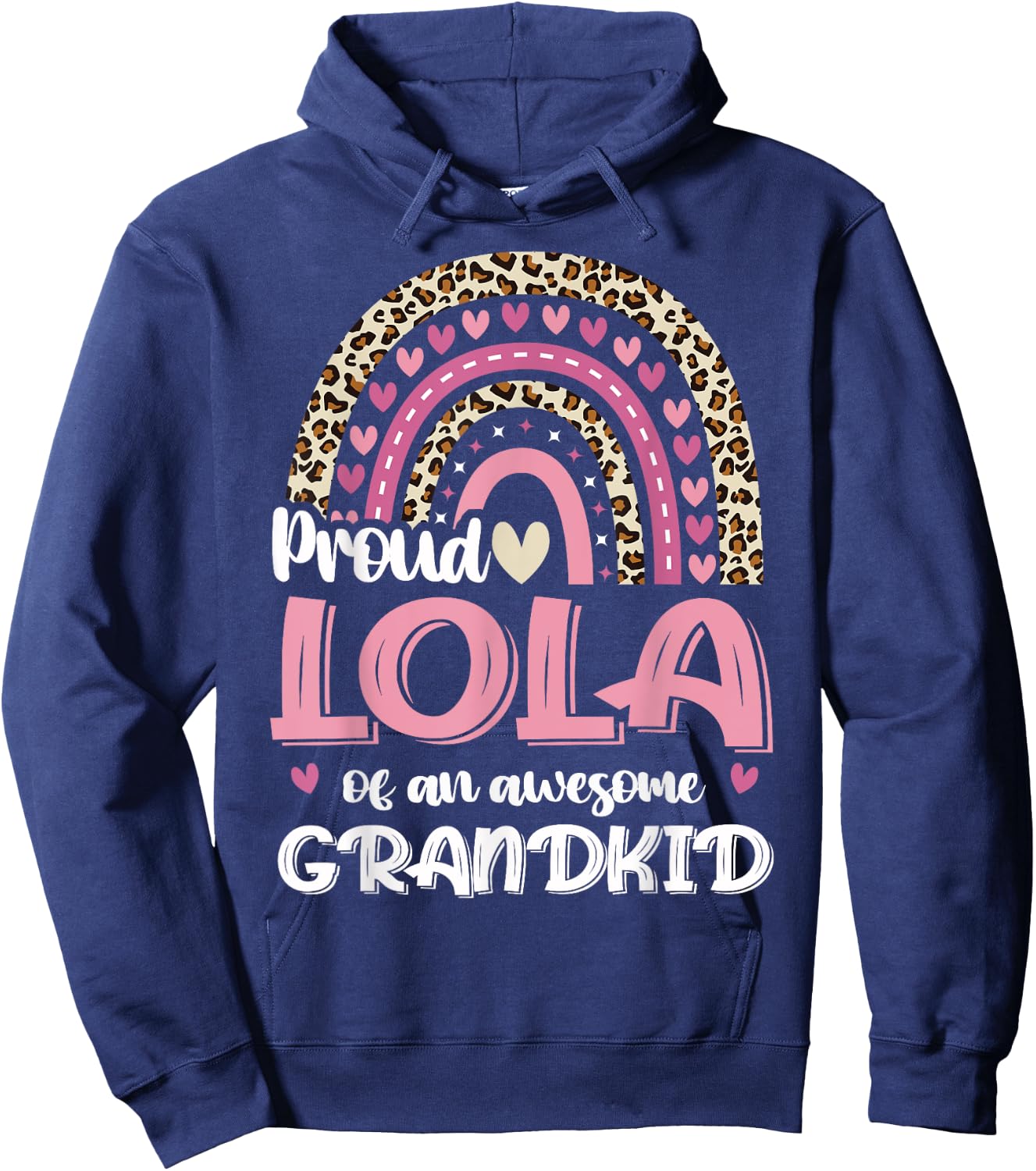 Lola Of A Grandkid Leopard Rainbow Filipino Grandma Hoodie - Hoodie | Navy