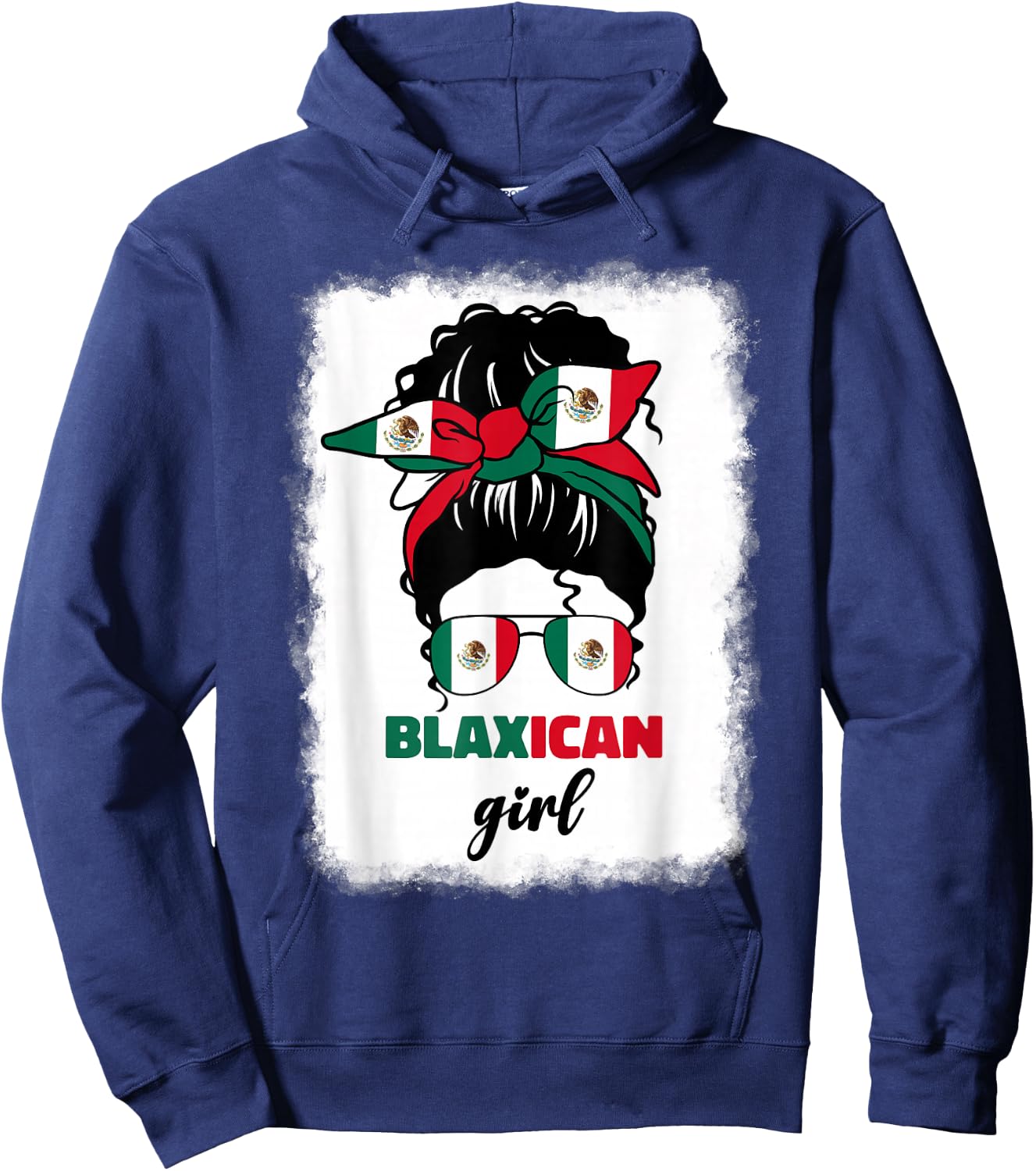 Blaxican Mexican American Black Girl Mexico Flag Chicano Fun Hoodie - Hoodie | Navy