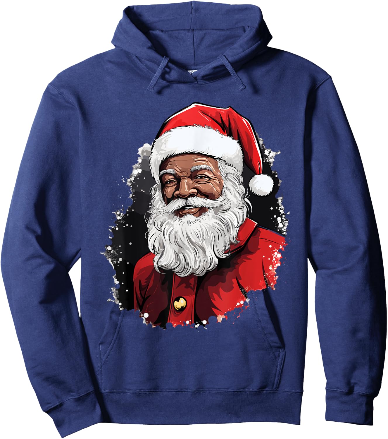 Santa Claus Black Christmas Xmas Santa Afro African American Hoodie - Hoodie | Navy