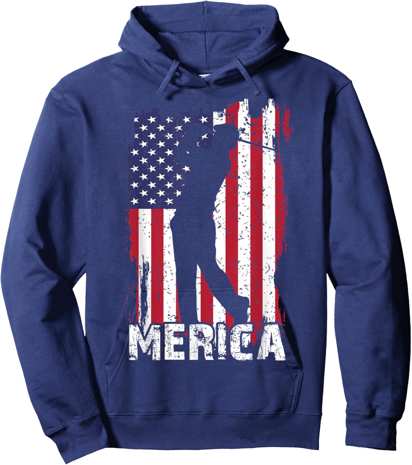 Merica Golf-Shirt 4th July American Flag Patriotic Dad Men Hoodie - Hoodie | Navy
